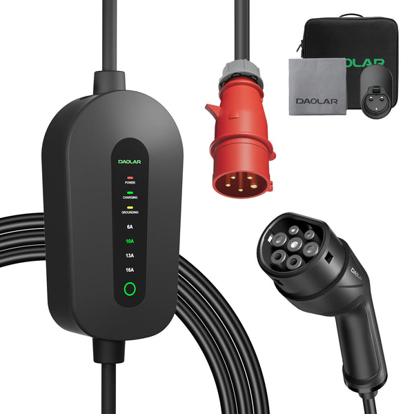 Daolar Mobile Wallbox 11kw [3-Phase 6-16A] Nabíjací kábel typu 2 CEE 16A až typ 2 s nastaviteľným nabíjacím výkonom pre elektromobily
