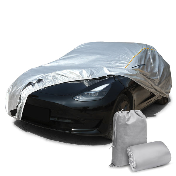 Daolar waterproof car cover for tesla model 3/s/x/y full exterior covers with ventilated mesh and charging port outdoor all weather snowproof uv protection windproof
