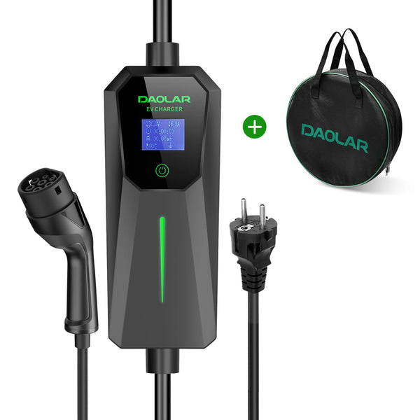 Daolar Type 2 EV Charger with Schuko plug 3.5KW 16A Portable Charging Station for Electric Cars with Storage Bag