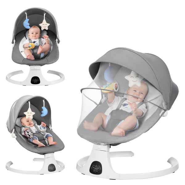 Daolar Baby Swings for Infants, Infant Swing with Bluetooth Music Speaker, 5 Seat Positions, 5 Point Harness Belt, Remote Control - Portable Baby Swing for Indoor and Outdoor