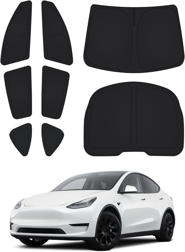 Daolar Windshield Sun Shade for Tesla Model Y Side Rear Window Shade Cover Kit Window Sun Visor Blocker Privacy Cover for Camping Keep Vehicle Cool